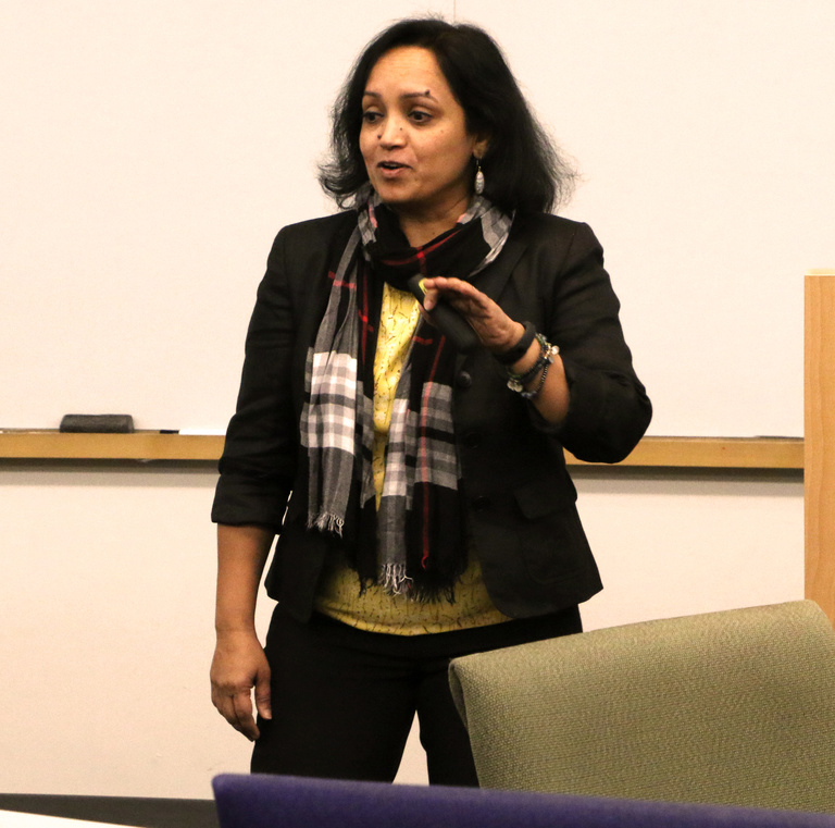 Sarita Menon delivering the lecture
